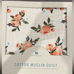 Little unicorn cotton muslin quilt. Watercolor roses print
